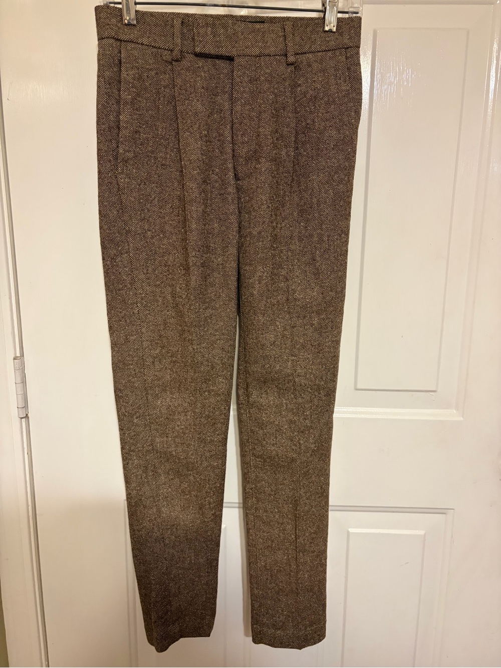 ASOS Design Mens Brown Herringbone Tweed-Style Dress Trousers Size W28" L32" NEW